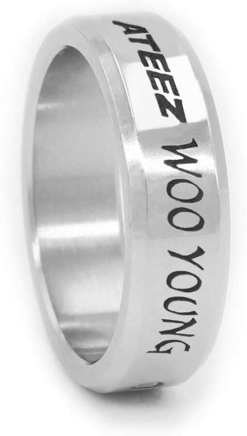 ATEEZ All Members Plain Stainless Steel Name Engraved Ring - KPOP ...